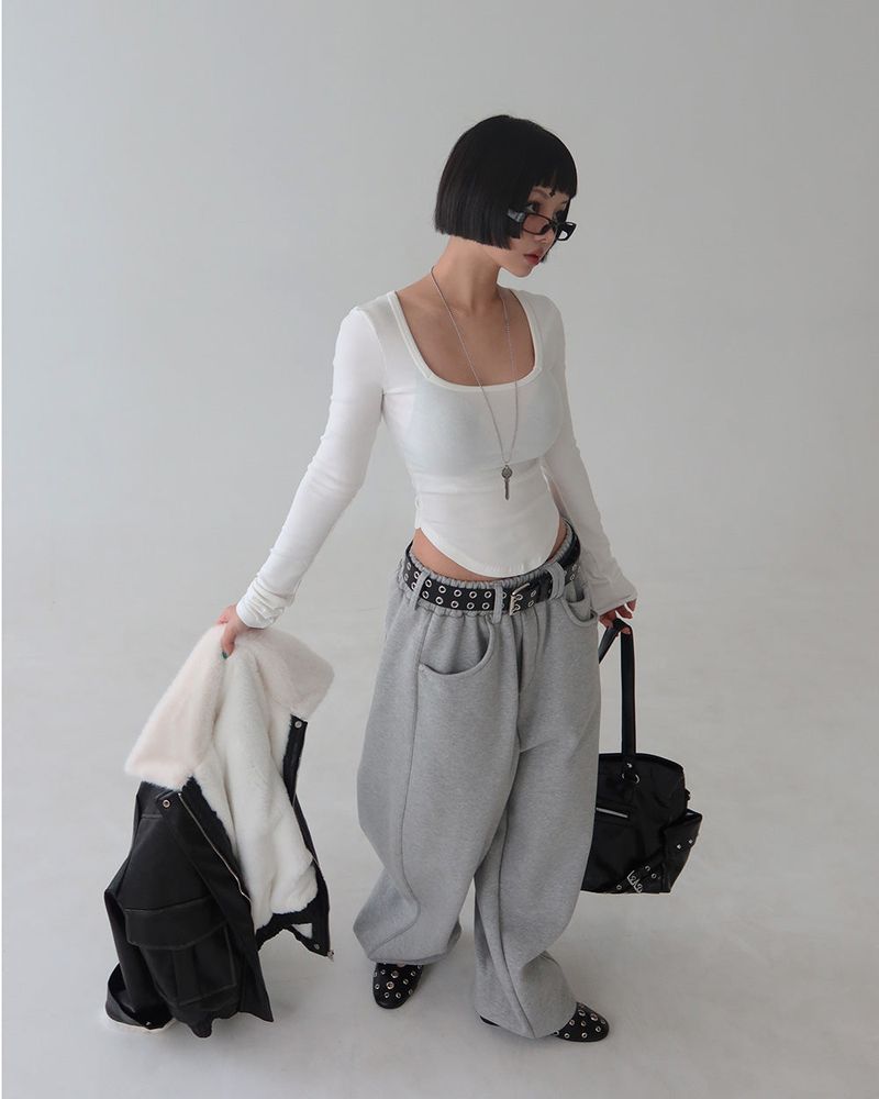 Square Cutout Long Sleeve T-shirt