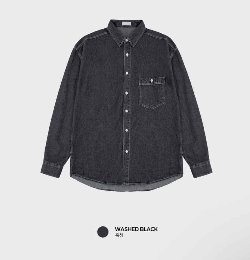 Look Liberry Classic Washed Pocket Oversized Denim Shirt
