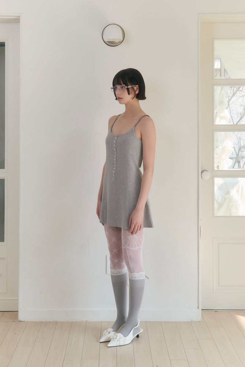 Sweet Dreams Button Mini Dress (Gray)