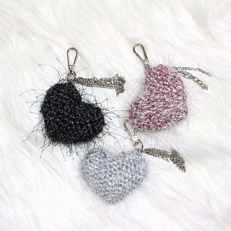 cupid heart keyring (fluffy silver)
