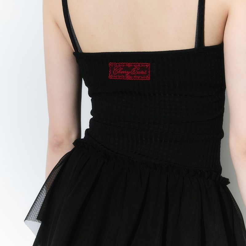 (2nd reorder) frill layered sleeveless - black