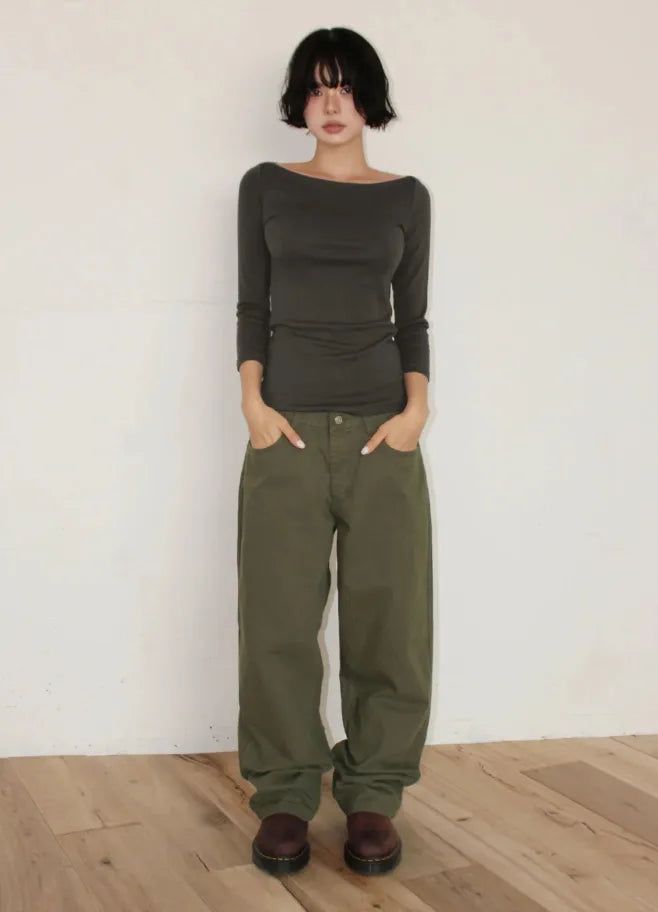 TENCEL BOAT-NECK SLIM TEE