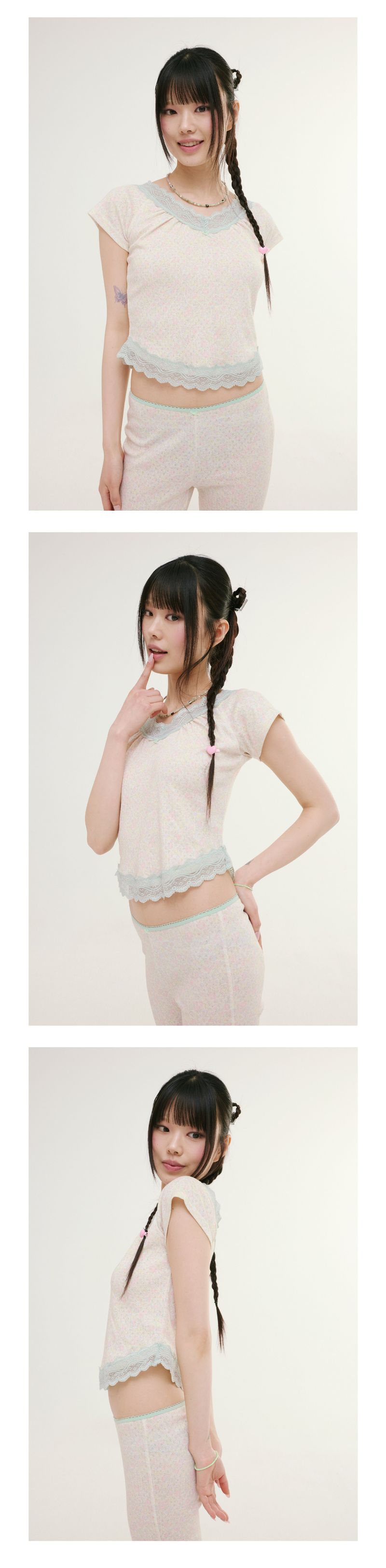 flower lace cap sleeve mint candy