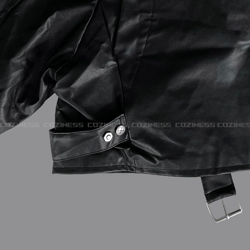 Leather Cropped Trench Jacket (DP738144678784)