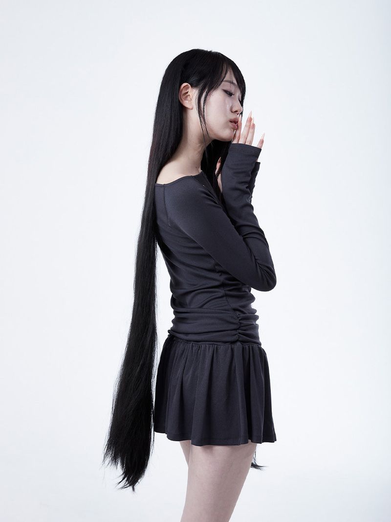 RAGLAN METAL LOGO DRESS [CHACOL]