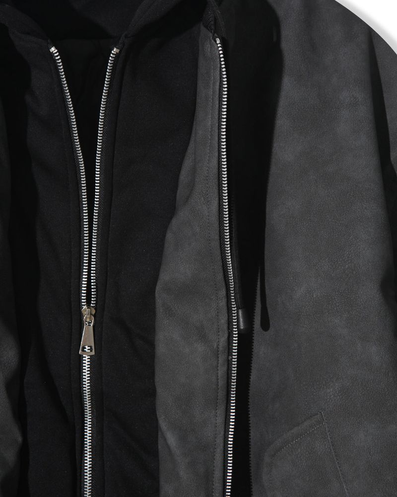 Neren Hood Bomber Leather Padding