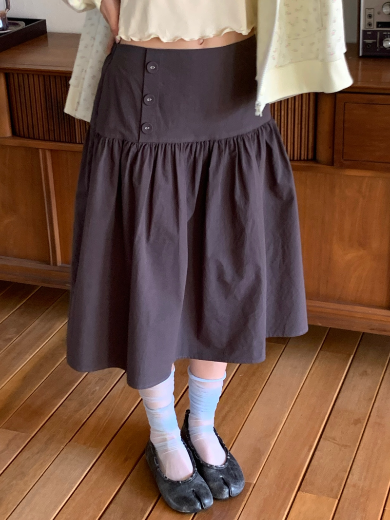 side button midi skirt