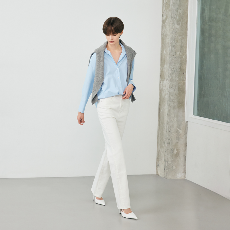 Cotton Straight Denim White - YS391