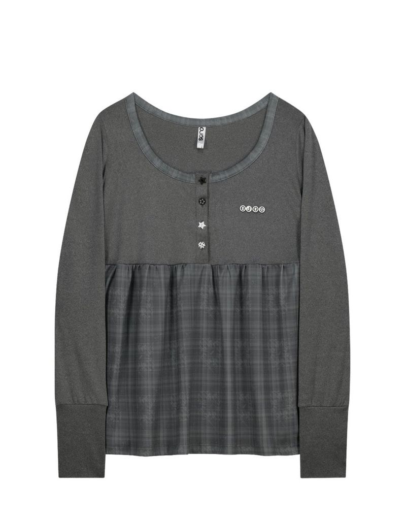 Check Sleep Long Sleeve / Charcoal