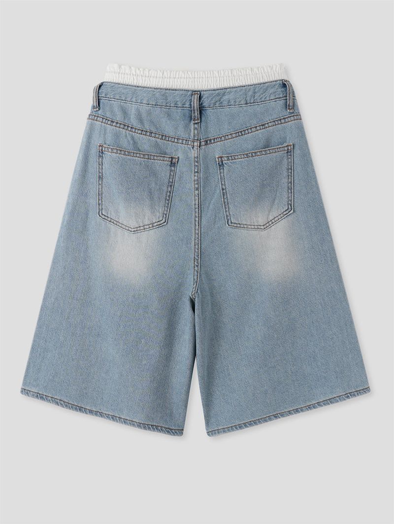 LAYERED BAND BERMUDA JEANS