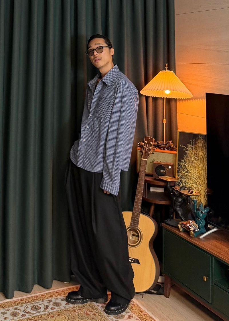 Cropped check shirt 2COLOR