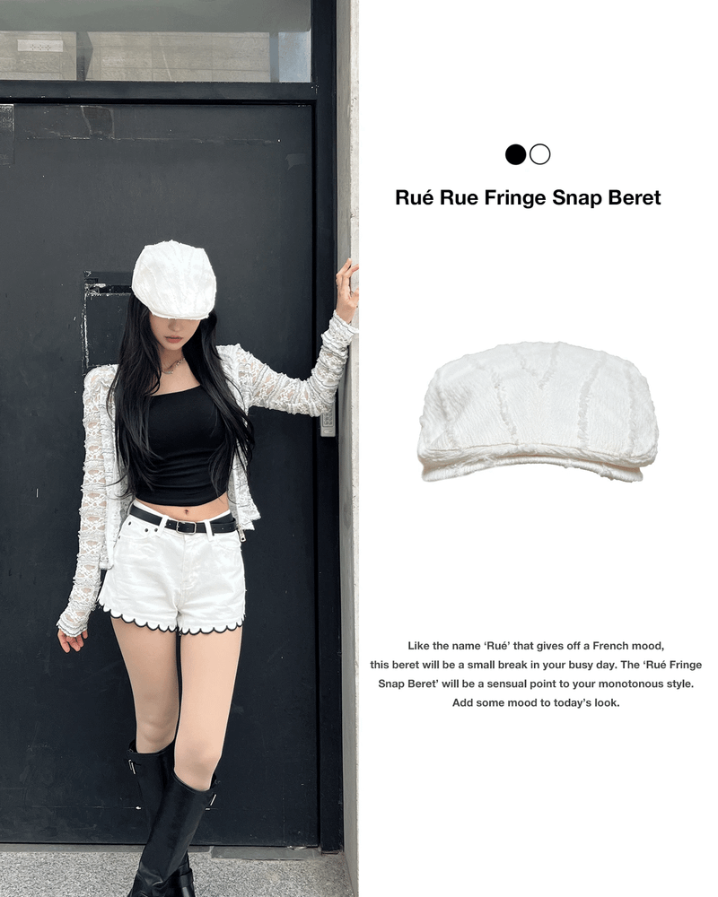 GUSTA（グスタ）の「Rué Rue Fringe Snap Beret (2 colors)（Hats）」