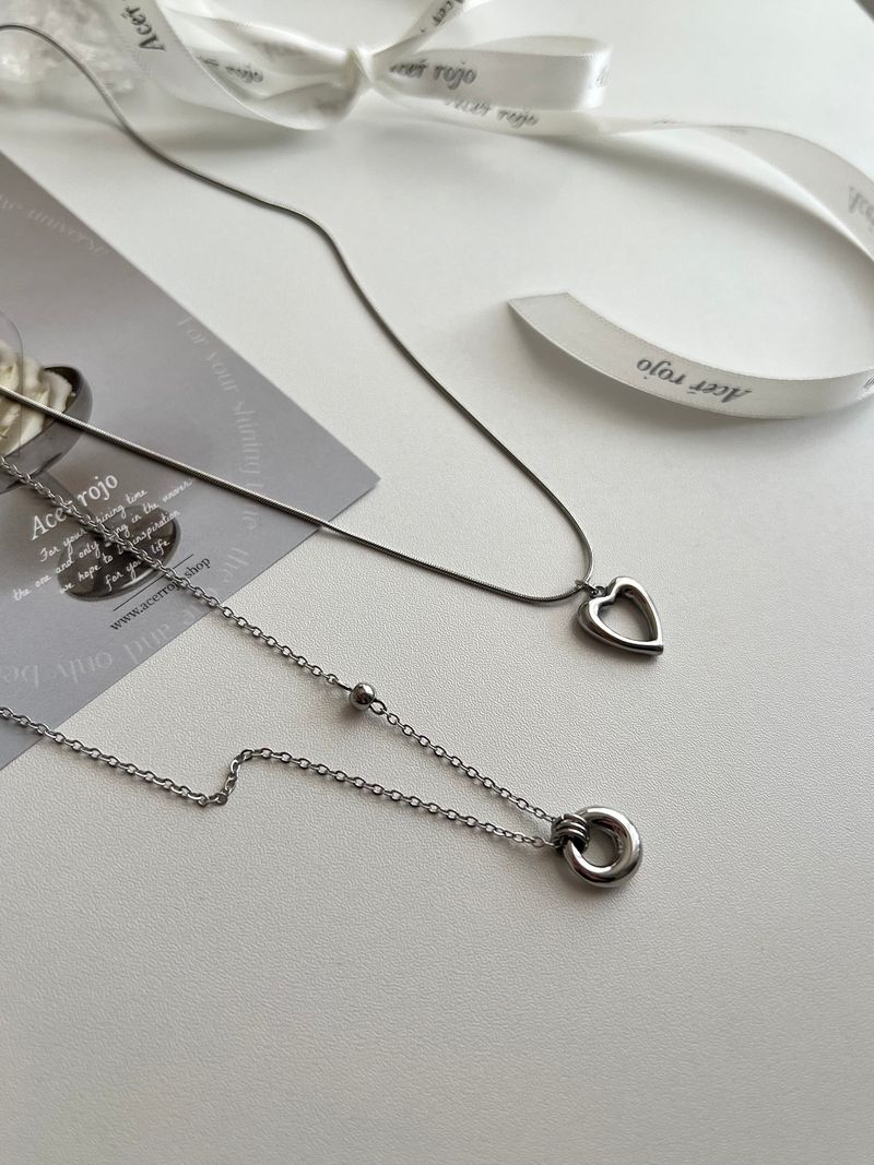 Hui Space Heart Stainless Steel Snake Strap Coin Layered Necklace