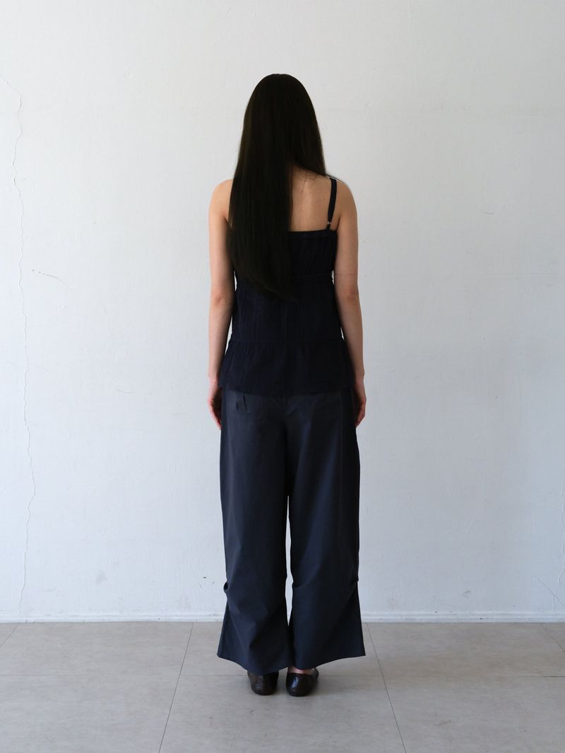 Shirring Cotton Pants (Navy)