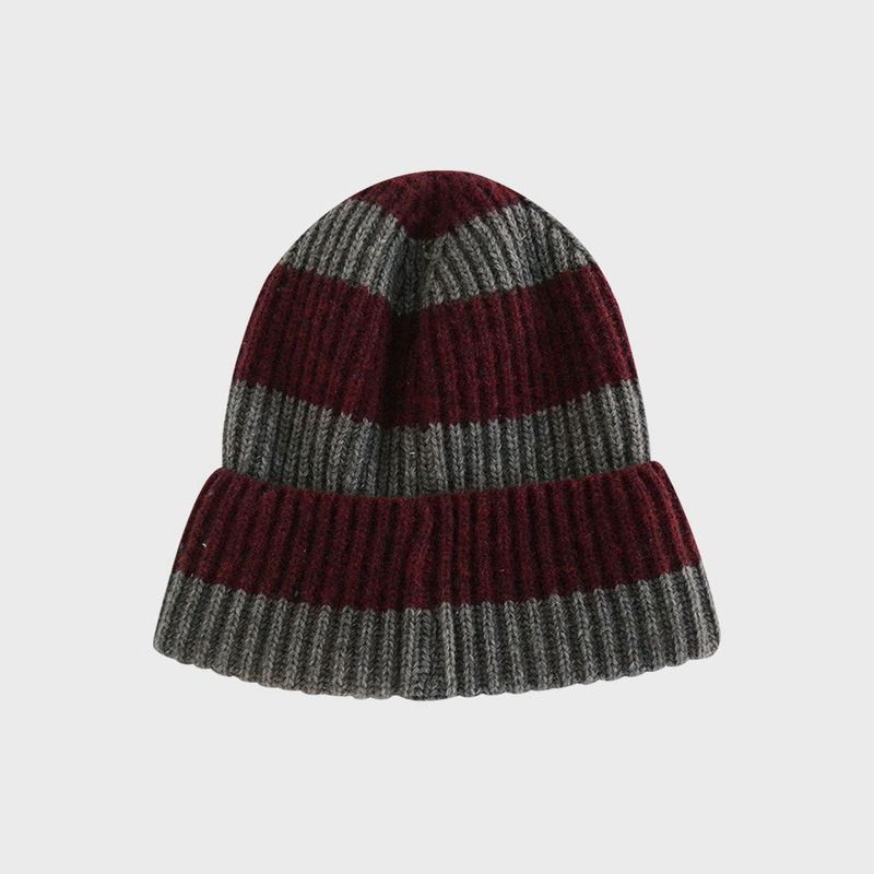 STRIPE LAMBSWOOL BEANIE (MOCHA)