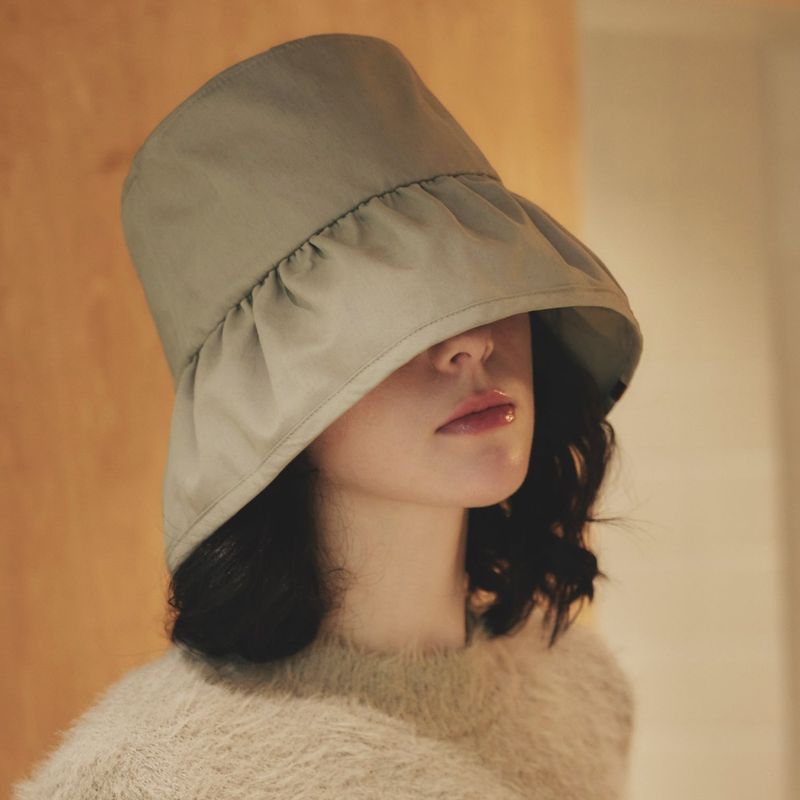 Metal Tip Shirring Bucket Hat / Khaki