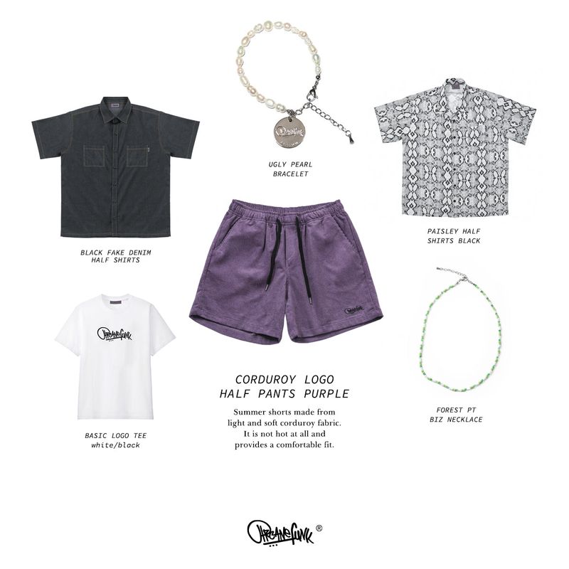 CORDUROY LOGO HALF PANTS PURPLE