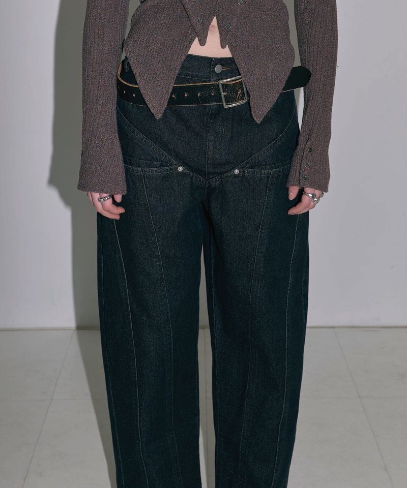 COLOR BLEACH WIDE DENIM PANTS
