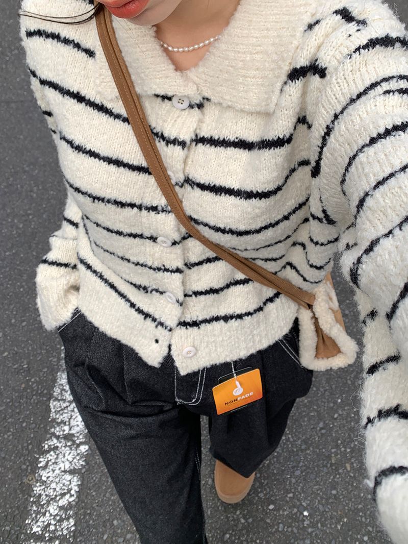 Clang wool striped cardigan
