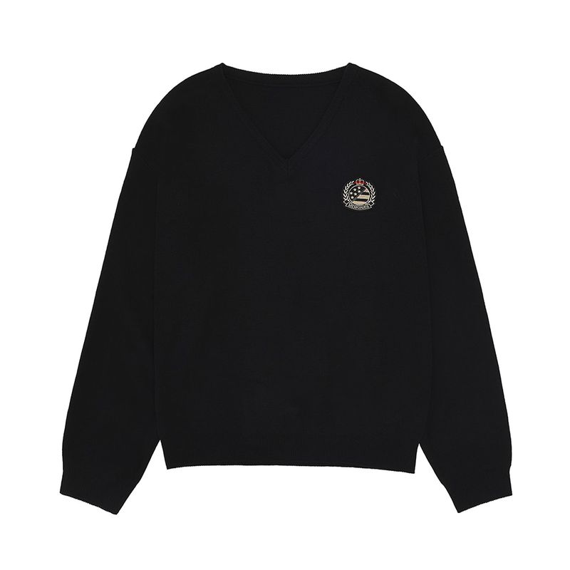 MYDEEPBLUEMEMORIES（マイディープブルーメモリーズ）の「メモリーズエンブレムニット/memories emblem knit(black)（Tops）」