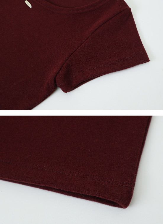 Basic U-neck Warm Pendant T-shirt (5color)
