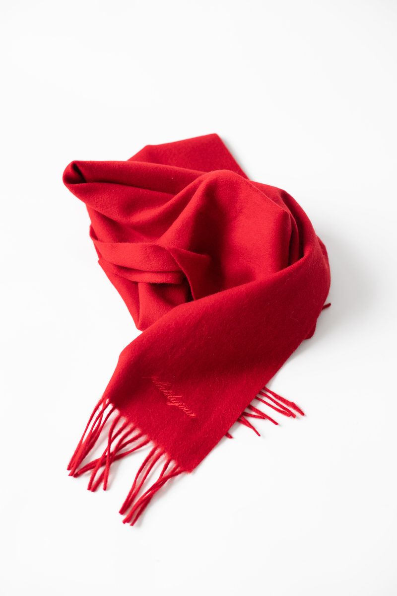 PLAT DU JOUR（プラドゥジュール）の「Fringe wool muffler (Red)（Fashion Accessories）」