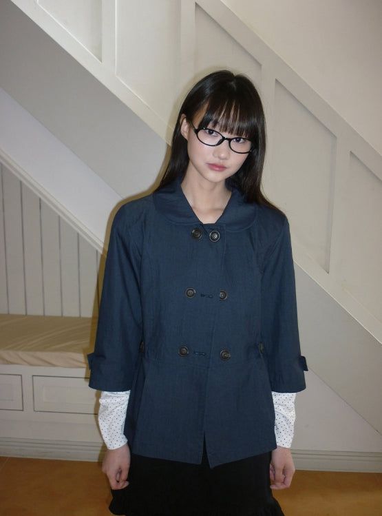Yukomi Three Quarter Button Nylon Double Jacket