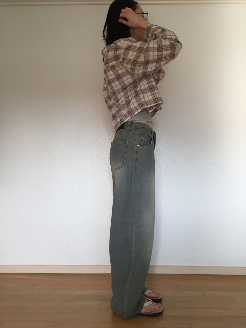Check crop shirt (2 colors)