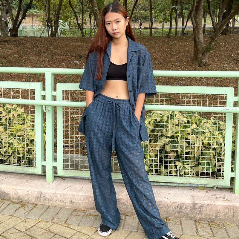 PEACOCK BLUE KNIT PANTS