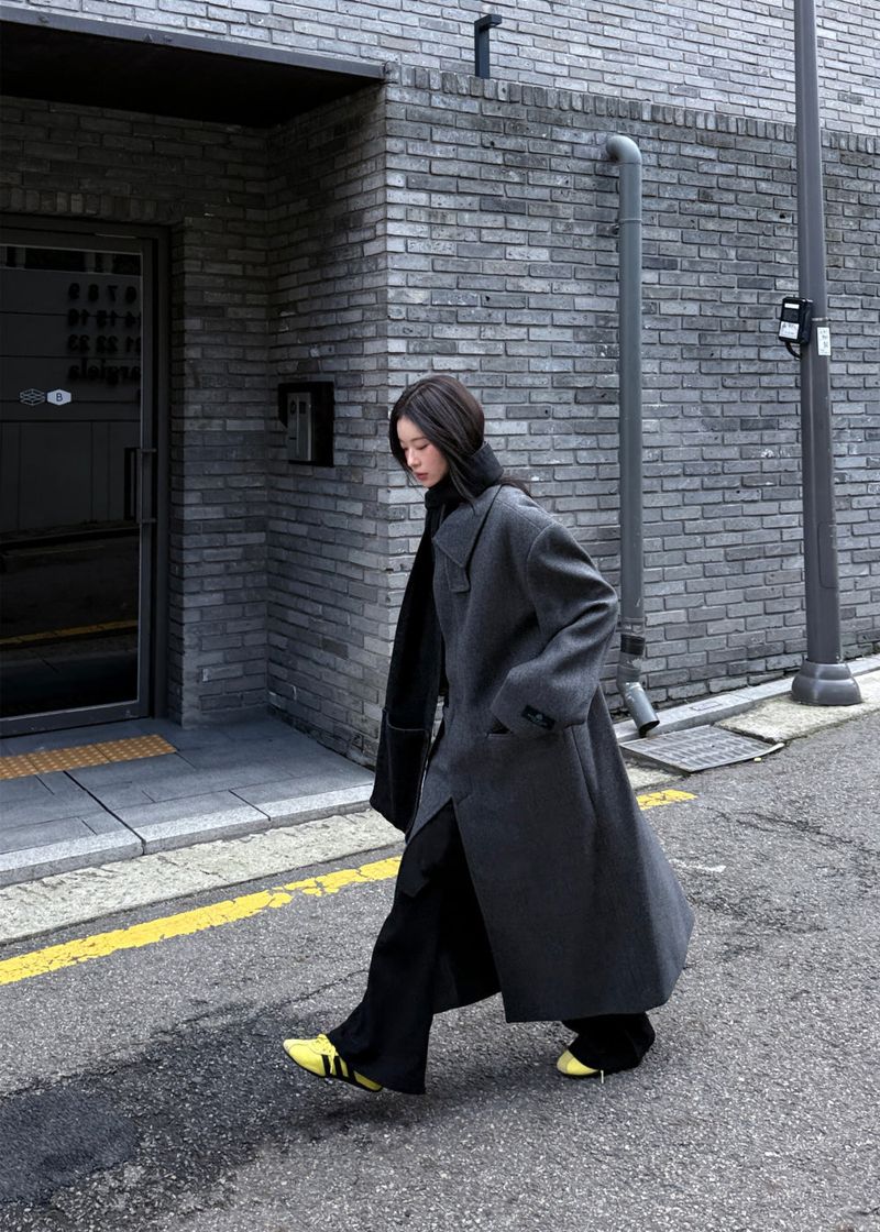 WOOL HIGHNECK LONG COAT
