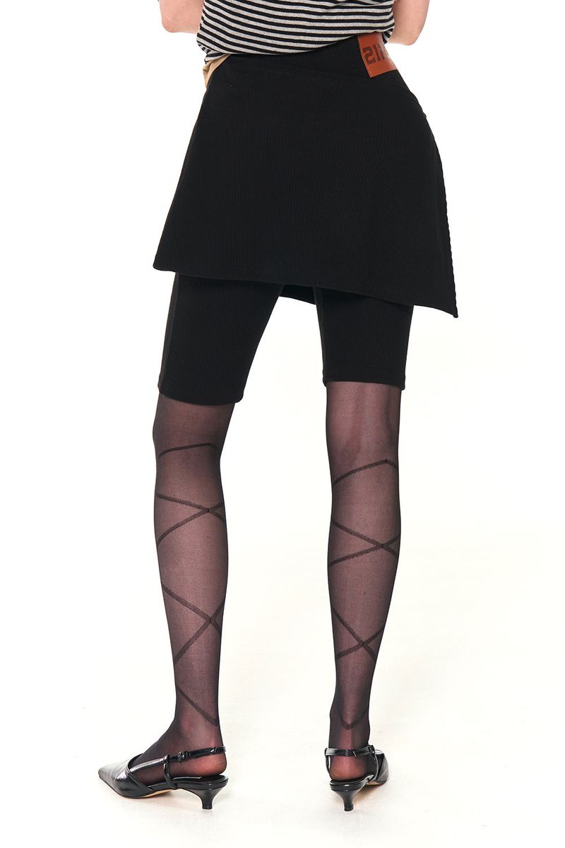 BIKER LAP SKIRT SHORTS (BLACK)