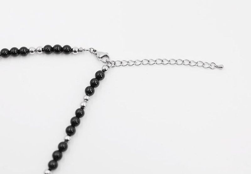 No.0850 black, green gemstone necklace