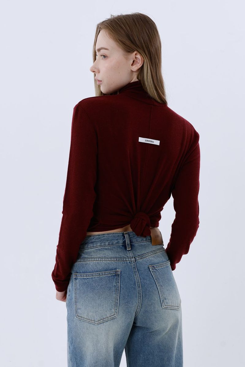 WOOL SPAN TURTLENECK T-SHIRT_BURGUNDY