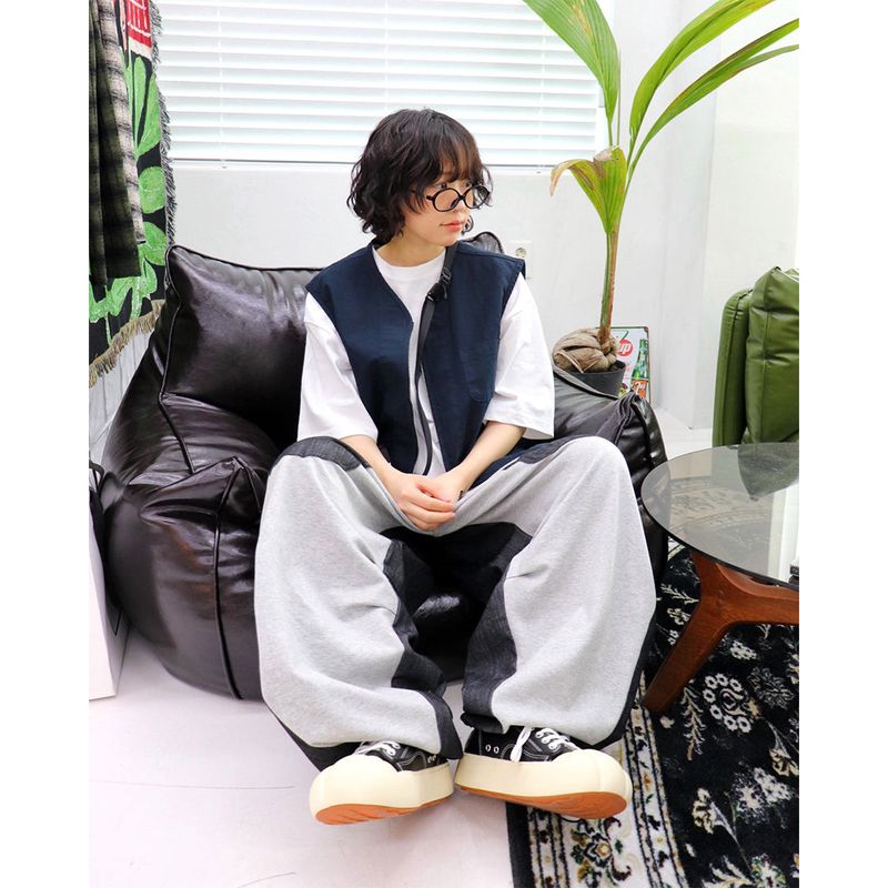 Wide Pocket Contrast Balloon Pants