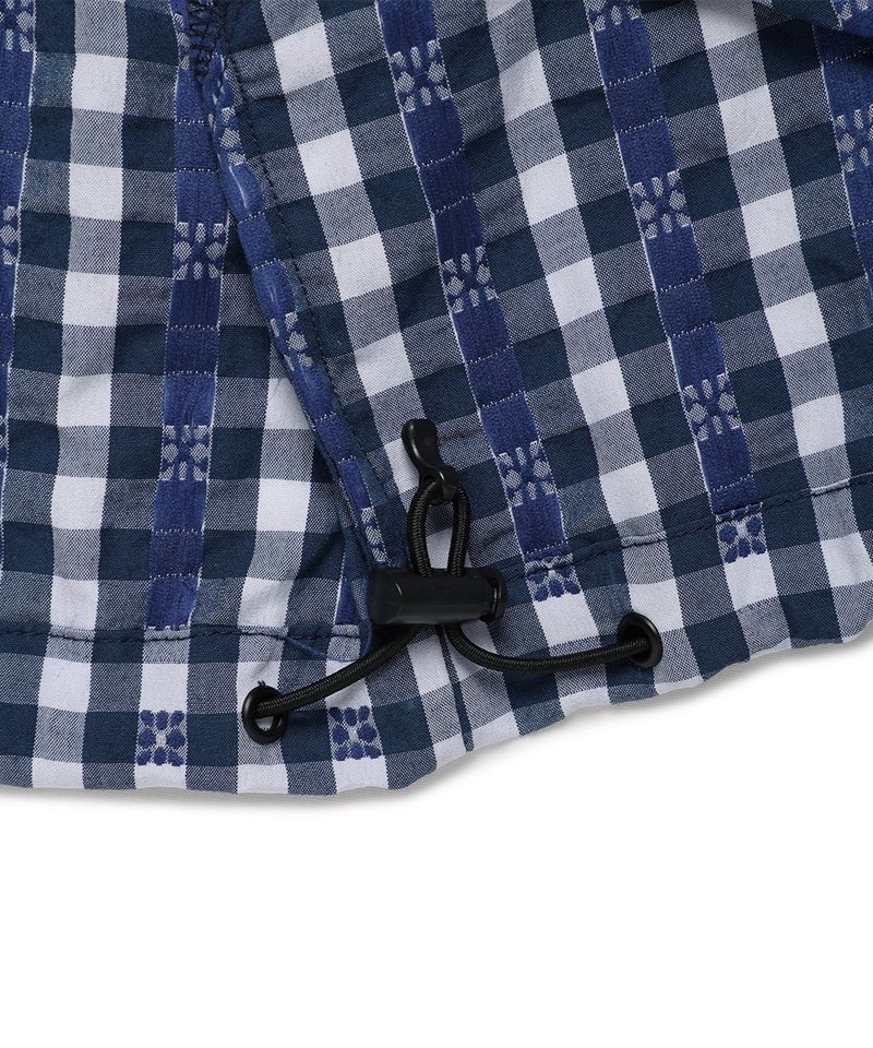 HOODED CHECK WIND BREAKER NAVY(CV2GSUB960A)