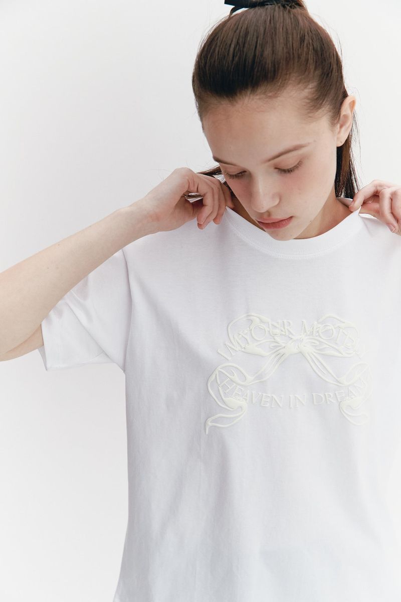 Ribbon Boxy T White