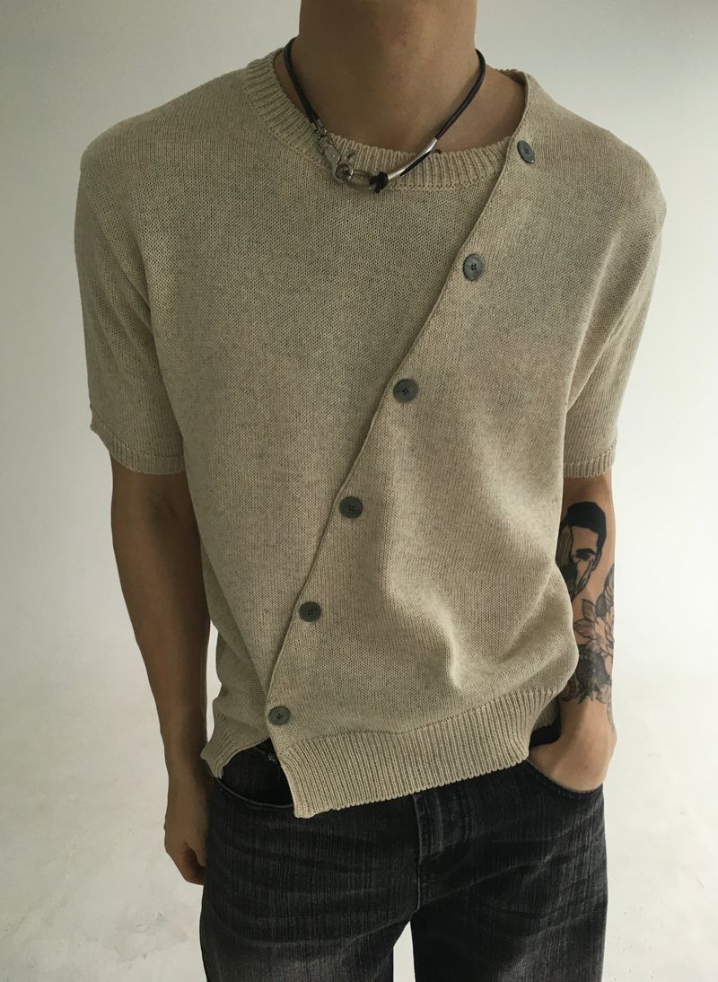 diagonal slick cardigan(4colors)