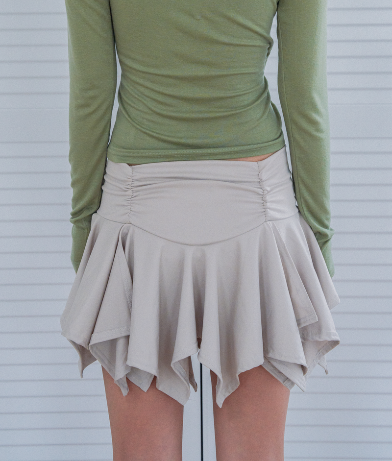 micro lace skirt&pants_beige