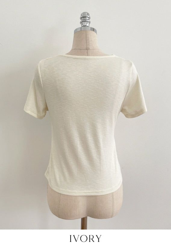 Kelly Unbalanced Drape Short Sleeve Tee-Blouse