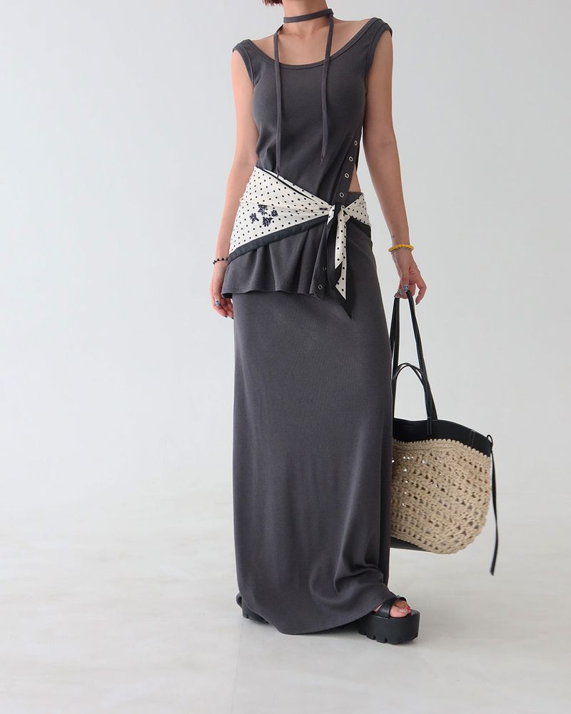 pouch set leather coloring Rattan tote & shoulder bag