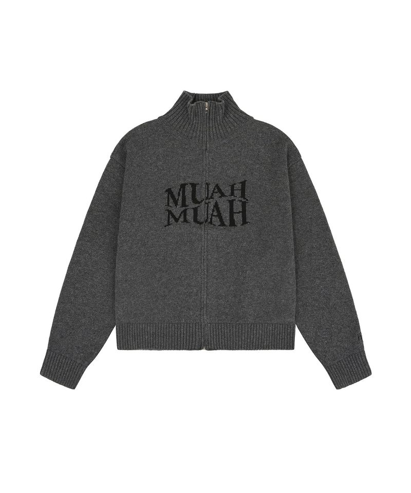 [1WAY ZIPPER] LAMBSWOOL JACQUARD KNIT ZIPUP