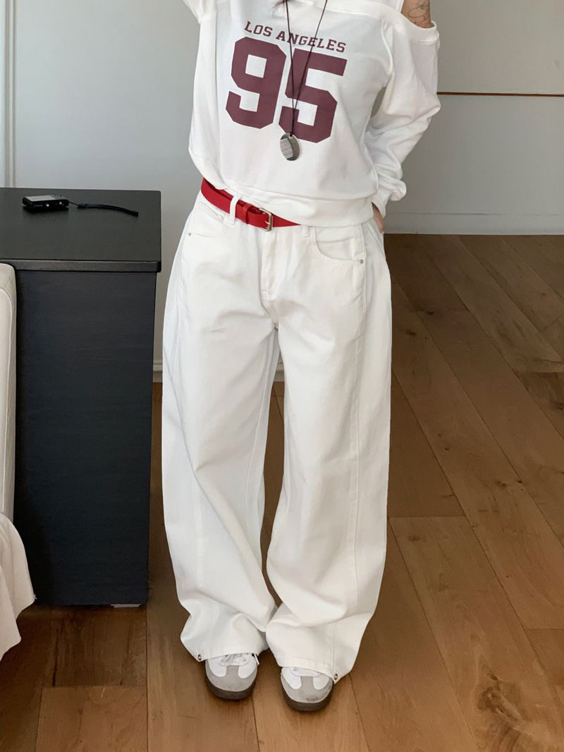 Fine X Strap Two-way Button Wide Long Pants