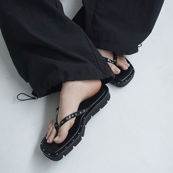 chaytin Studded Strap Thong Sandals