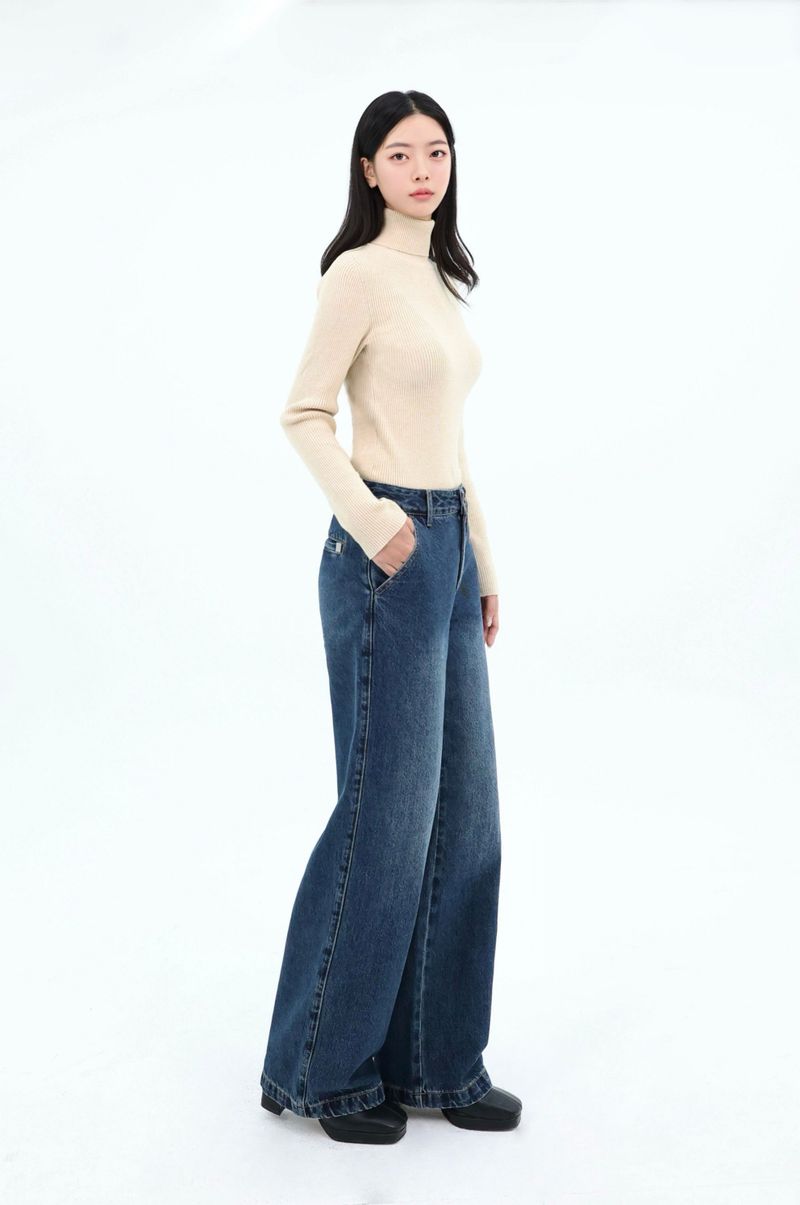 MID WAIST SLIM WIDE LEG DENIM code 26019