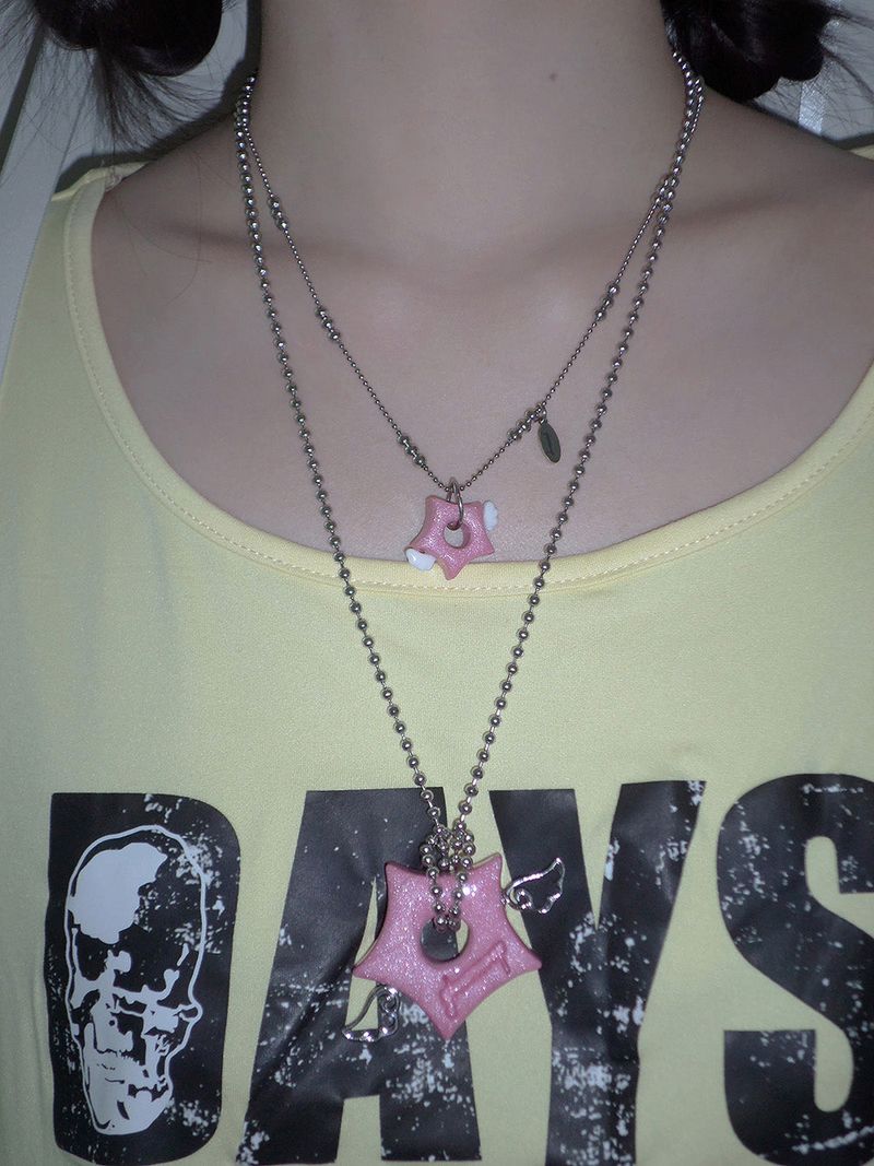 gleaming star wing necklace [pink]