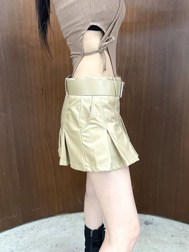 939. Coating mini pleats skirt (2color)