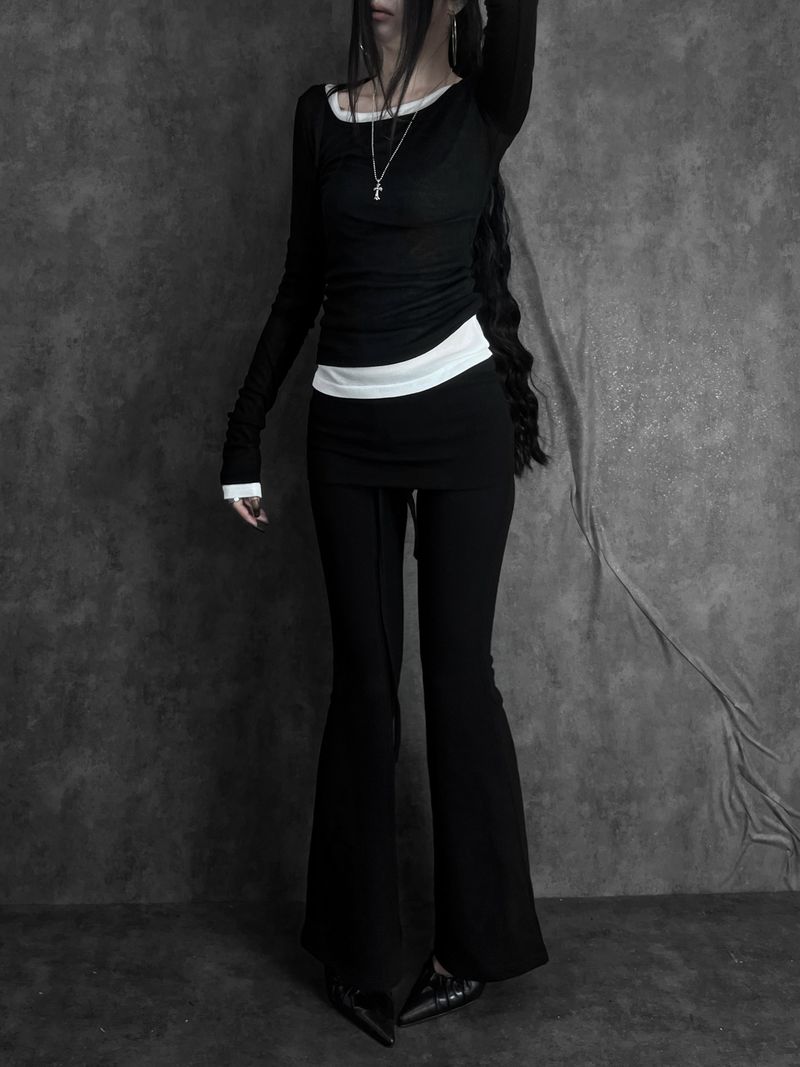 low-rise bootcut folding pants (2color)