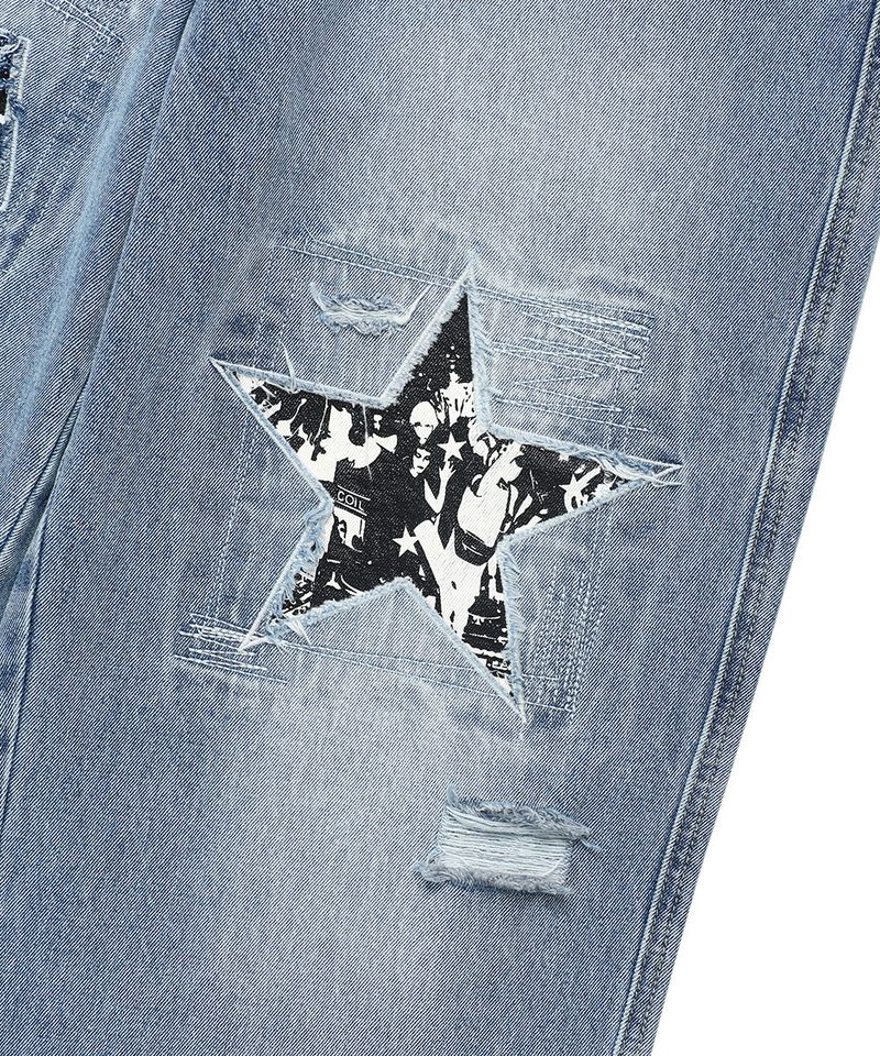DAMAGED STAR DENIM PANTS BLUE(CV2ESUD110A)