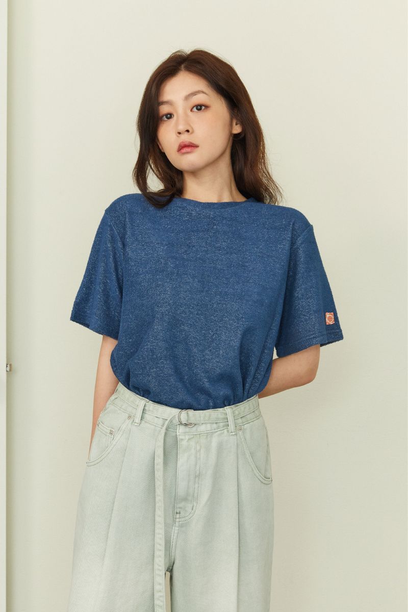 ALARM PIQUE TERRY T SHIRT NAVY_UNISEX