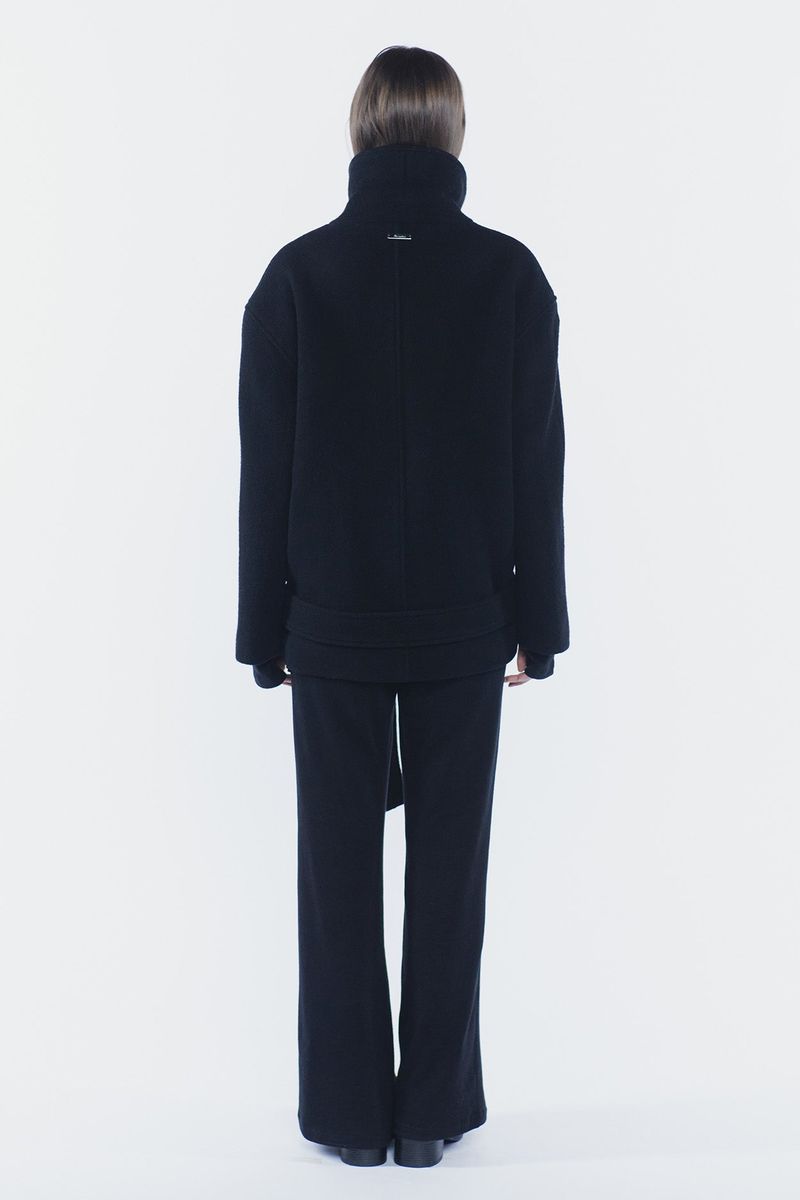 AMBER BELTED DOUBLE COAT black